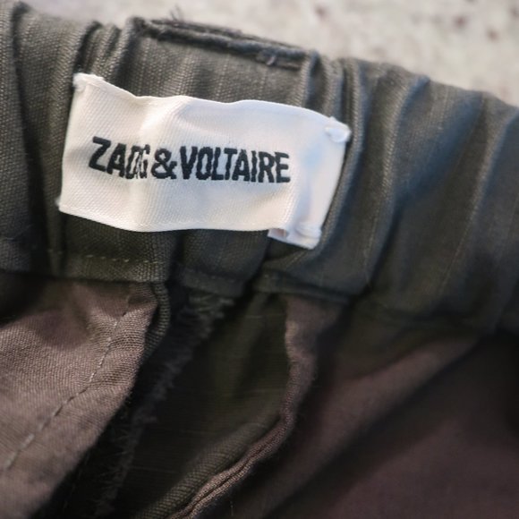 Zadig & Voltaire Pomelo Rip Stop Gray, Black, Gold Stripe Chino Pants EU 34/XS - Picture 7 of 8